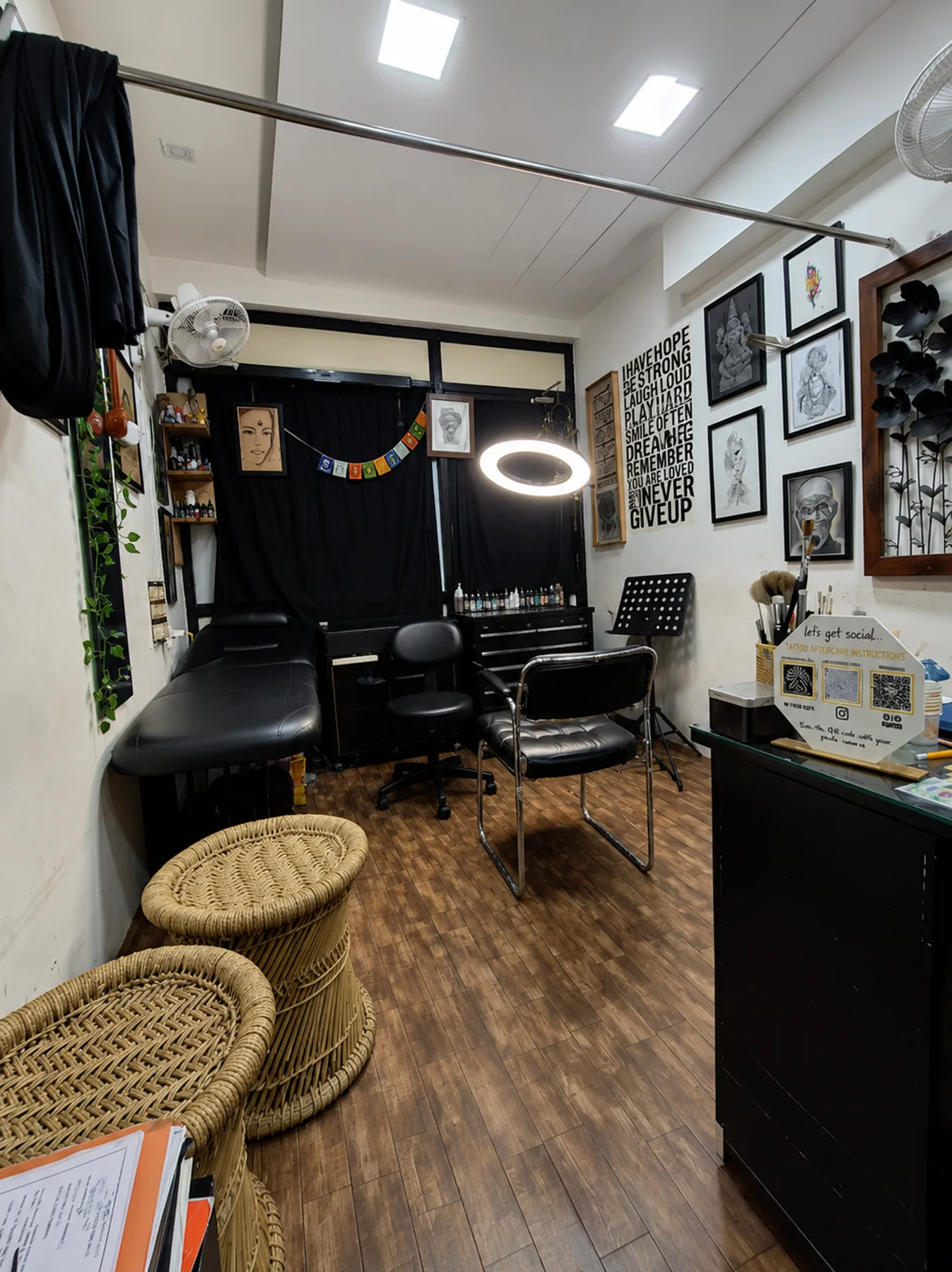 The clean, welcoming interior of 777 Tattoo Studio